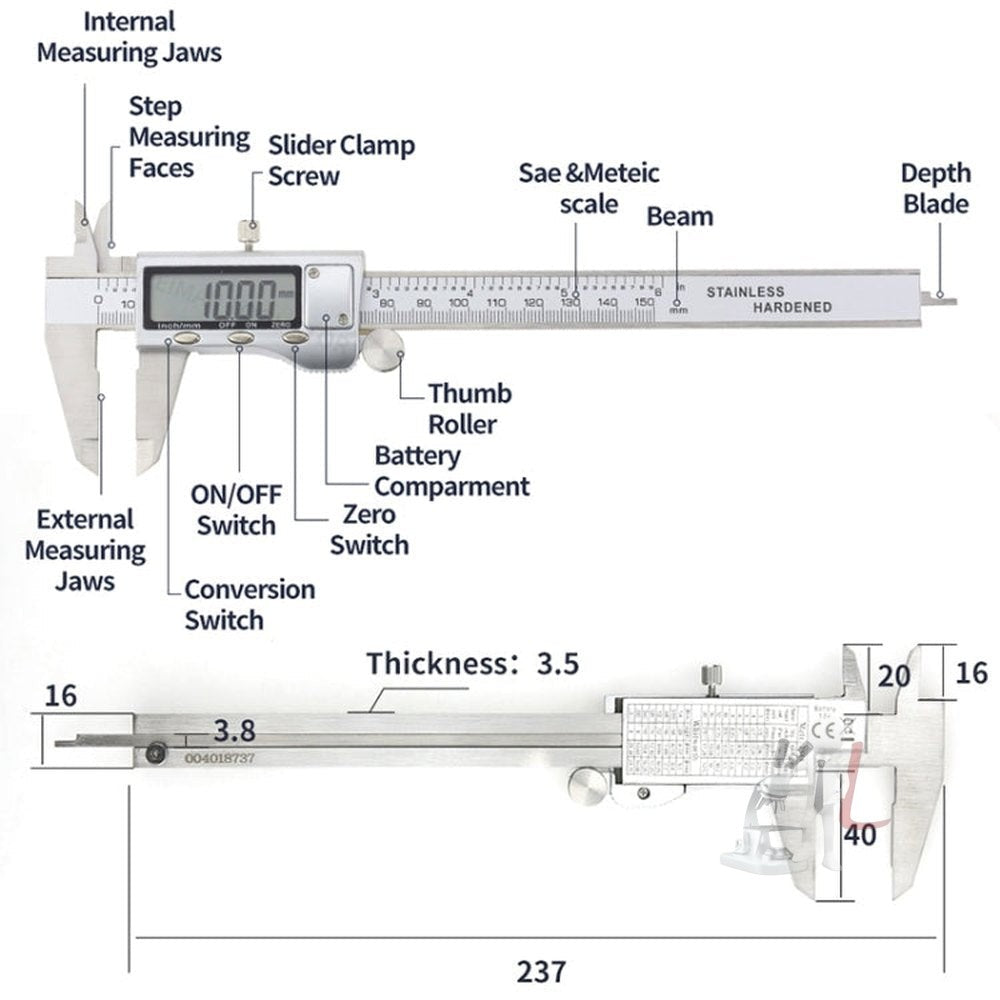 0-150mm LCD Digital Calipers Electronic Digital Vernier Caliper, 0-150mm (Silver)