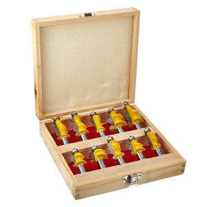 1/2 Handle Woodworking Engraving Machine Trimmer Cutting Tool With Wooden Box, 10 PCS / Set - laboratorydeal