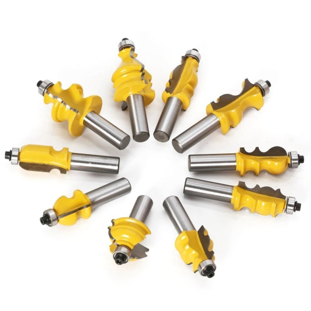 1/2 Handle Woodworking Engraving Machine Trimmer Cutting Tool With Wooden Box, 10 PCS / Set - laboratorydeal