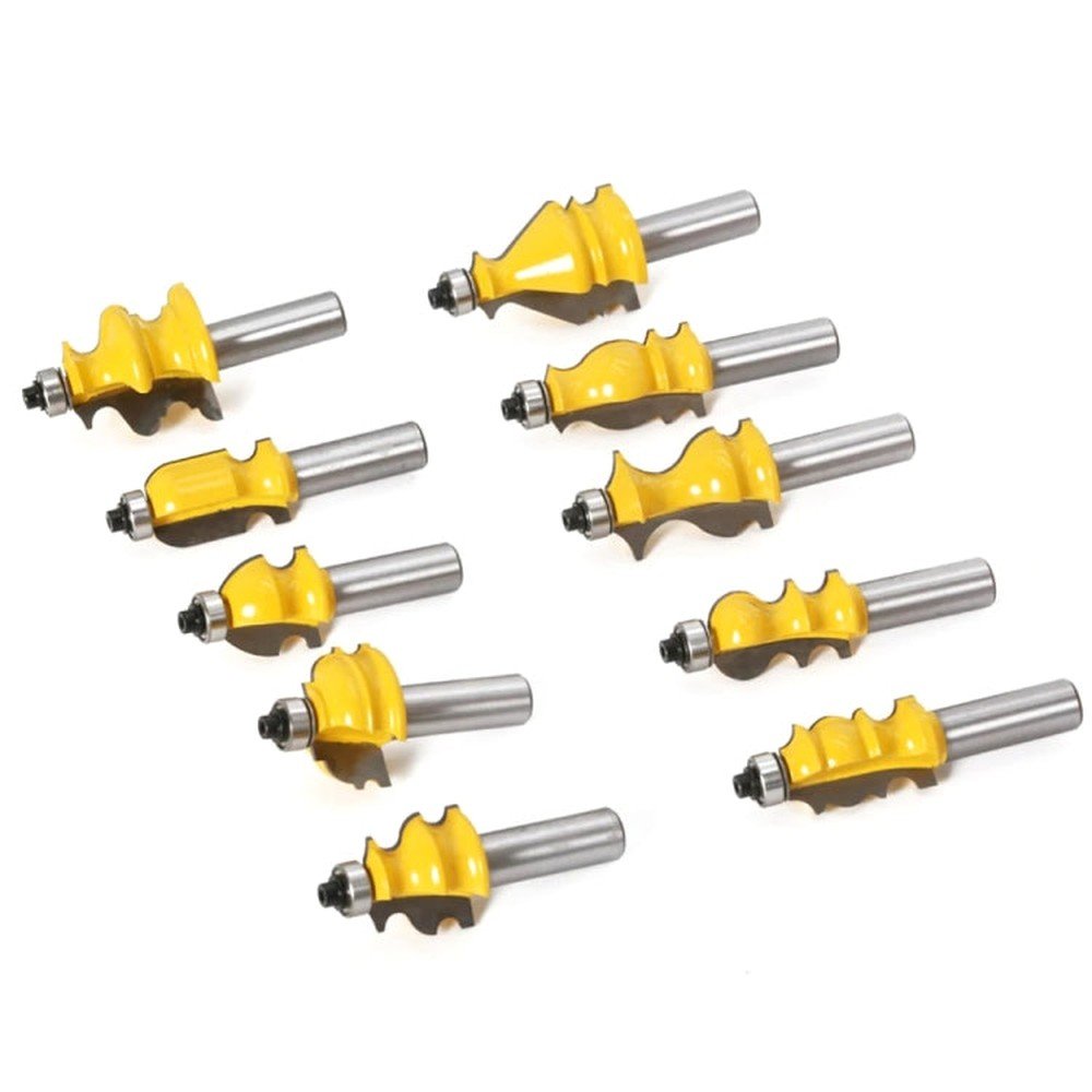 1/2 Handle Woodworking Engraving Machine Trimmer Cutting Tool With Wooden Box, 10 PCS / Set - laboratorydeal