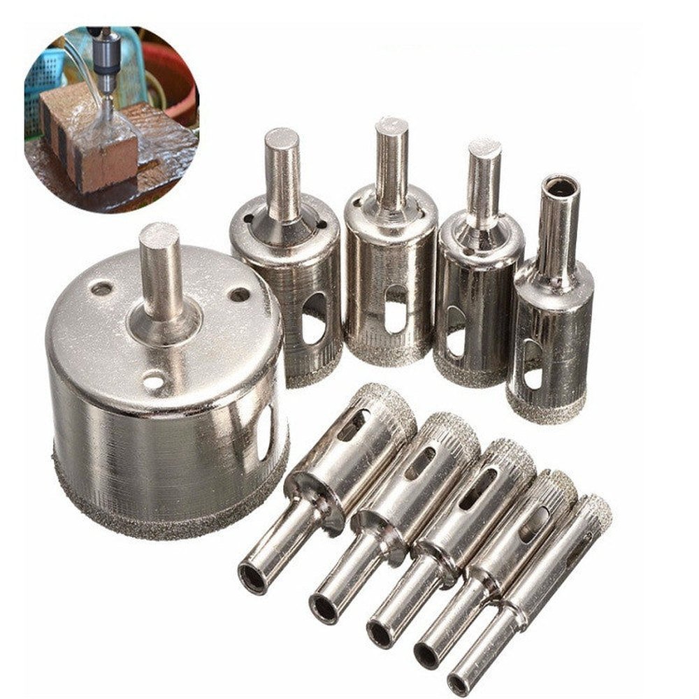 10 In 1 8 - 50mm Diamond Tool Bit Glass Tile Hole Opener Set, 10 In 1 Diamond Tool Bit - laboratorydeal