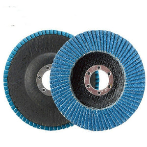 10 PCS 75 Iron Cover Blue Sand Hundred Impeller Zirconium Corundum Louver Grinding Tool, 100mm - laboratorydeal