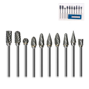 10 PCS / Set Hard Alloy Tungsten Steel Grinding Head Double Pattern Rotating Milling Cutter Head Root Carving Knife, Style:, Transparent Box, Blue Box - laboratorydeal