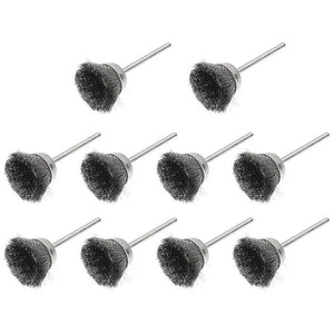 10 PCS Wire Brush Metal Descaling Polishing Brush To Remove Oxide Layer Flat Polishing Brush, Pen Shape 3×5MM, Pen Shape 3×8MM, Bowl Shape3×15MM, Bowl Shape3×25MM, Flat 3×25MM - laboratorydeal