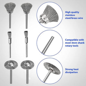 10 PCS Wire Brush Metal Descaling Polishing Brush To Remove Oxide Layer Flat Polishing Brush, Pen Shape 3×5MM, Pen Shape 3×8MM, Bowl Shape3×15MM, Bowl Shape3×25MM, Flat 3×25MM - laboratorydeal