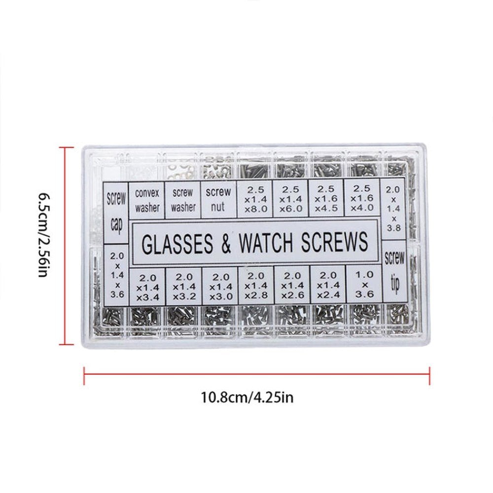 1000pcs Box Watch Glasses Repair Screw Set - laboratorydeal