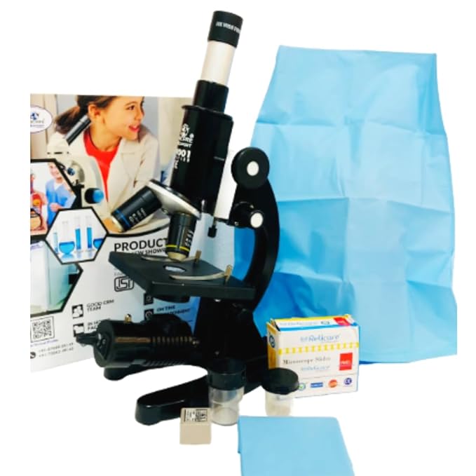 Student Monocular Compound Microscope with Light and 10X Wide Field Lens