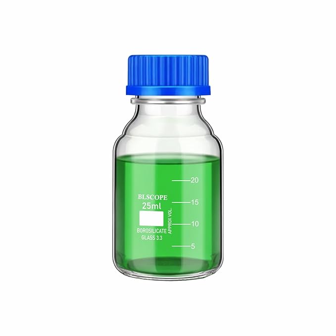Borosilicate Glass Storage Reagent Bottle | 25ml Pack of 1 for Chemistry, Lab Laboratories Cosmetics Perfume Making Use