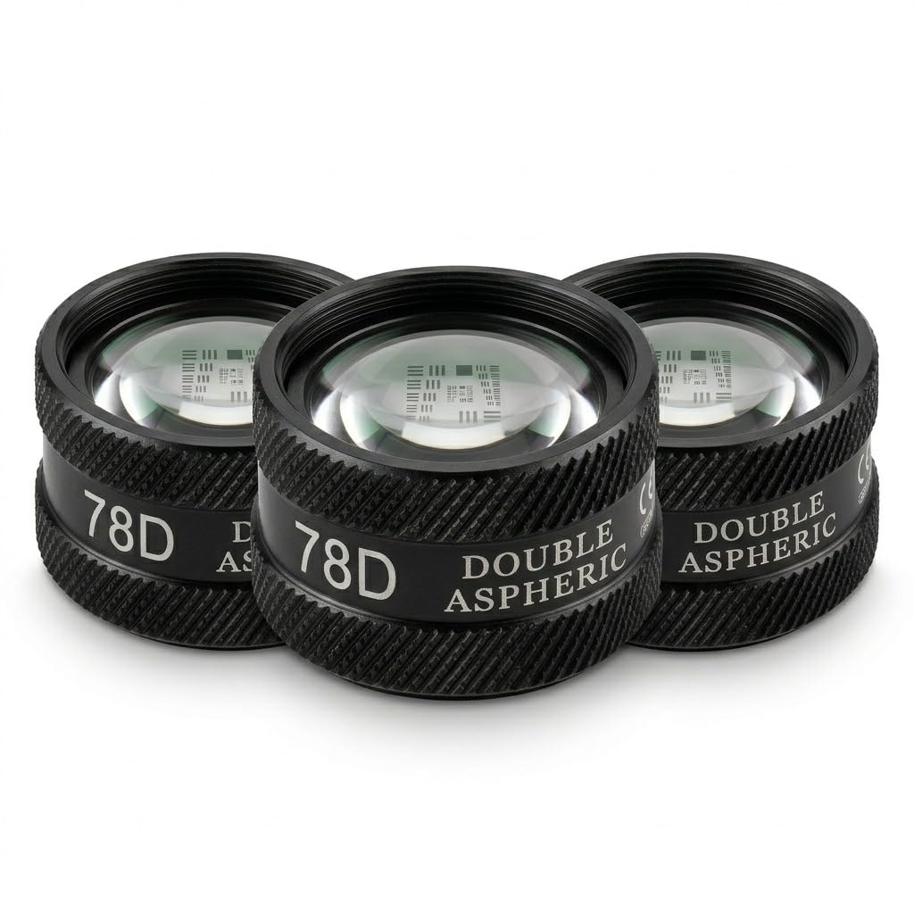 78D Double Aspheric Lens, Black, Professional Optical Equipment with Protective Case for Medical and Laboratory Applications Pack of 3