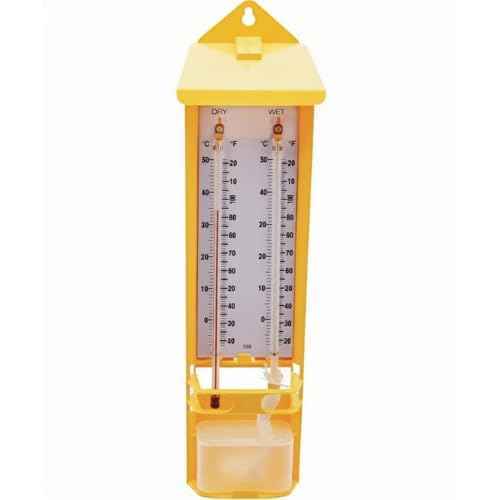Hygrometer Yellow Wet & Dry Bulb Psychrometer Accurate Relative Humidity Measurement Device Indoor & Outdoor Humidity Sensor for Climate Monitoring