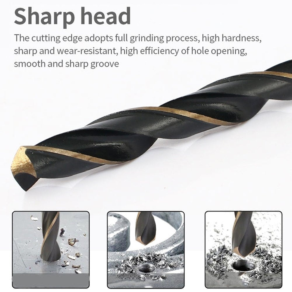 14mm Steel Plate High - Speed Steel 4341 Black Yellow Twist Drill, 5 PCS 9.0mm, 5 PCS 9.5mm, 5 PCS 10mm, 5 PCS 10.5mm, 5 PCS 11mm, 5 PCS 11.5mm, 5 PCS 12mm, 5 PCS 12.5mm, 5 PCS 13mm, 5 PCS 13.5mm, 14mm, 16mm - laboratorydeal