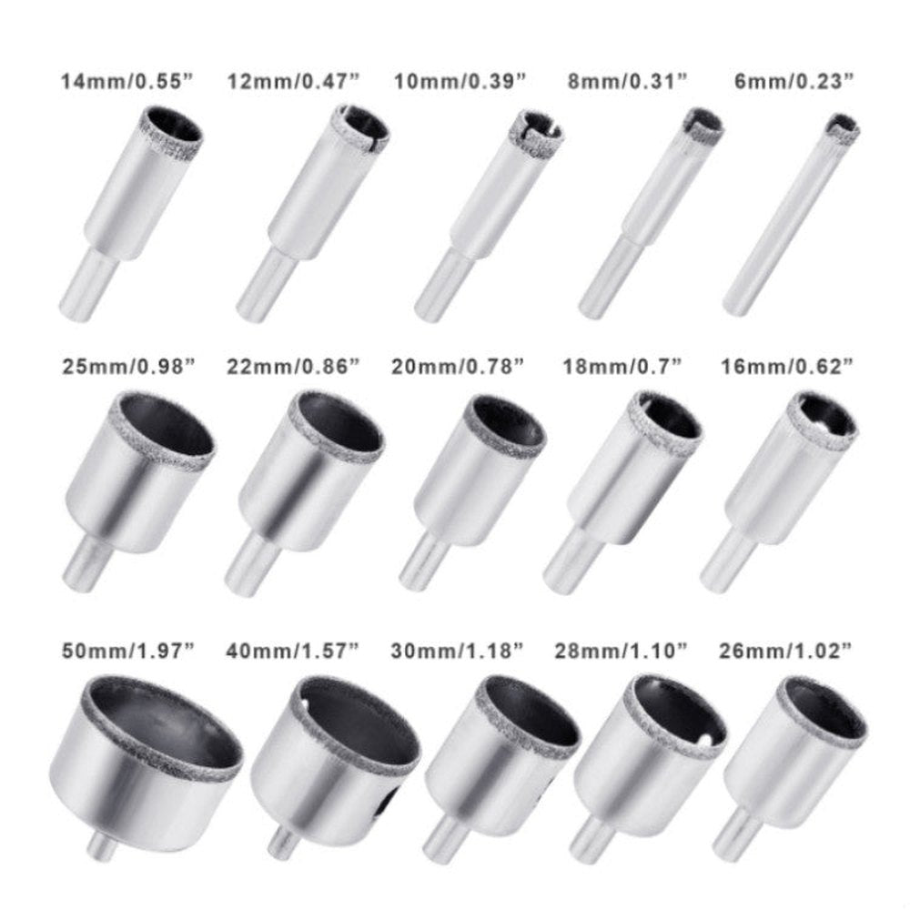 15 In 1 6 - 50mm Diamond Glass Hole Opener Ceramic Marble Hole Opener, 15 In 1 Diamond Glass Hole Opener - laboratorydeal