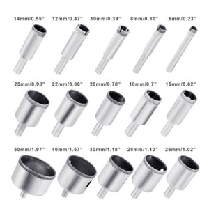 15 In 1 6 - 50mm Diamond Glass Hole Opener Ceramic Marble Hole Opener, 15 In 1 Diamond Glass Hole Opener - laboratorydeal