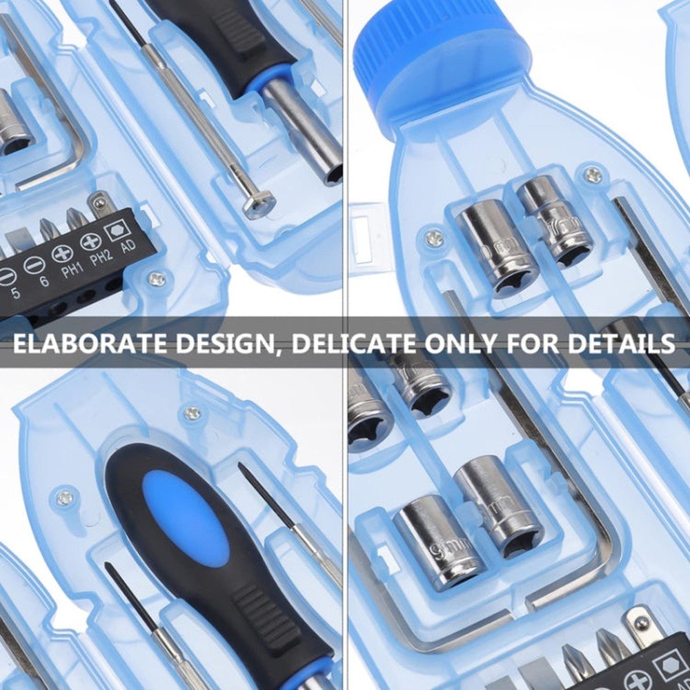 15 In 1 Drinking Bottle Tool Set Transparent Plastic Box Utensil Kit - laboratorydeal
