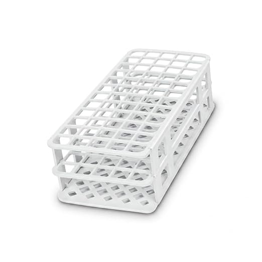 Polypropylene Test Tube Rack, 90 Places, Snap and Fold Type, for 13mm Tubes, White | Holds upto 13mm Tubes