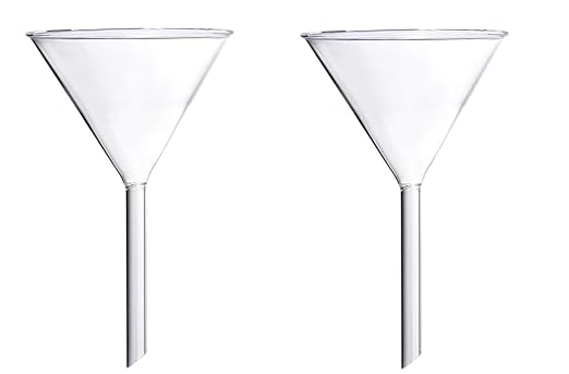Borosilicate Glass Funnel, 4 Inch, 100 mm Diameter, Pack of 2