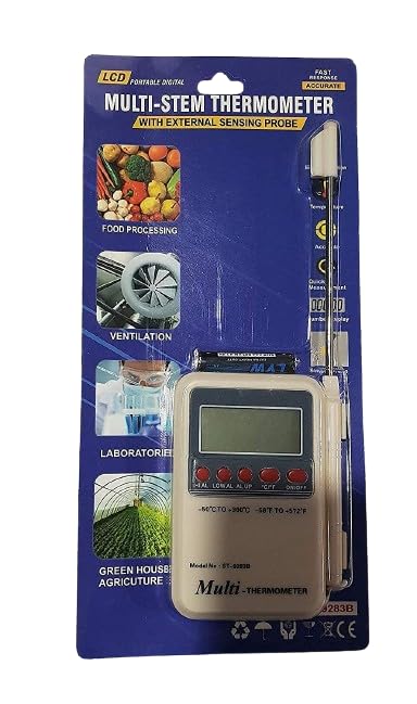 Multi stem thermometer with external sensing probe lcd portable digital accurate