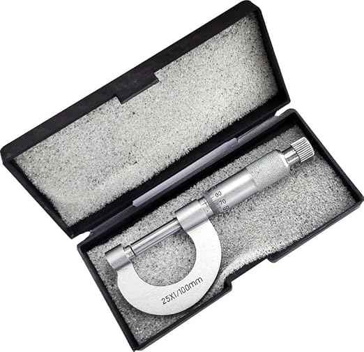 Micrometer Screw Gauge, Nickel Plated Brass - Range 0-25x0.01mm
