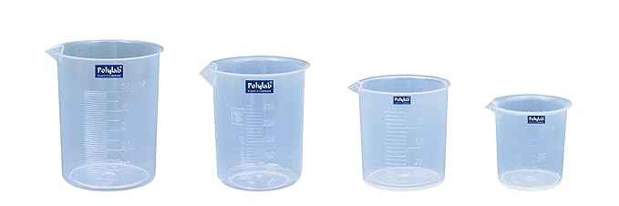 Polylab Plastic Science Beaker Measuring Cup Combo Pack Set of (4PCS)(Size:50ML / 100ML / 250ML / 500ML)
