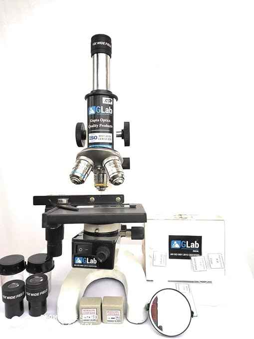 India Medical Compound Microscope with LED Light | Professional Optical Microscope for Students & Laboratories | Includes 50 Prepared Slides