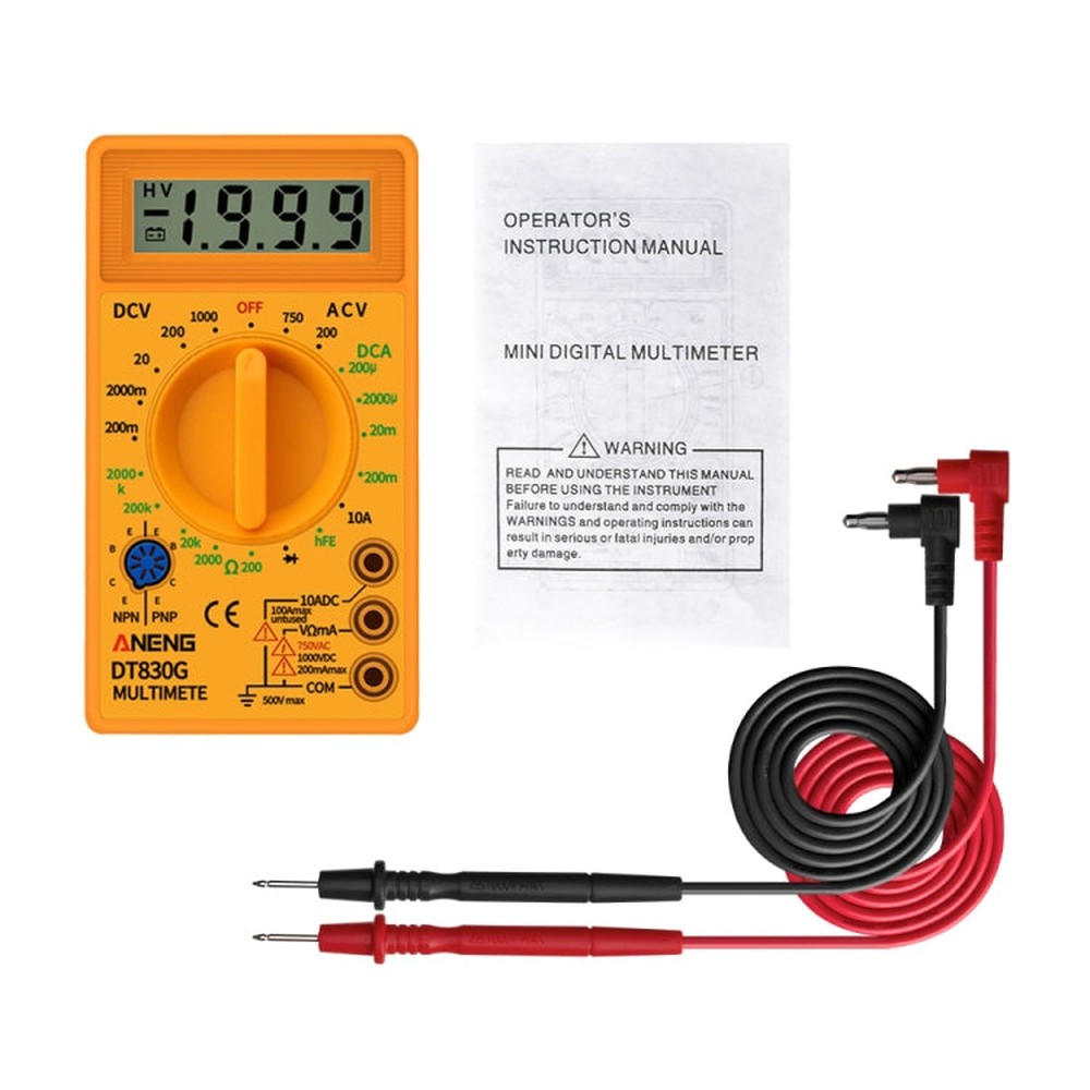 2 PCS ANENG DT830G Portable Digital Multimeter, Black, Yellow