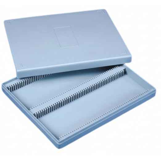 Microscope Slide Storage Box 100-Slide Capacity Durable Polypropylene Slide Holder for Laboratory, Medical, School & Research Use Slide Organizer