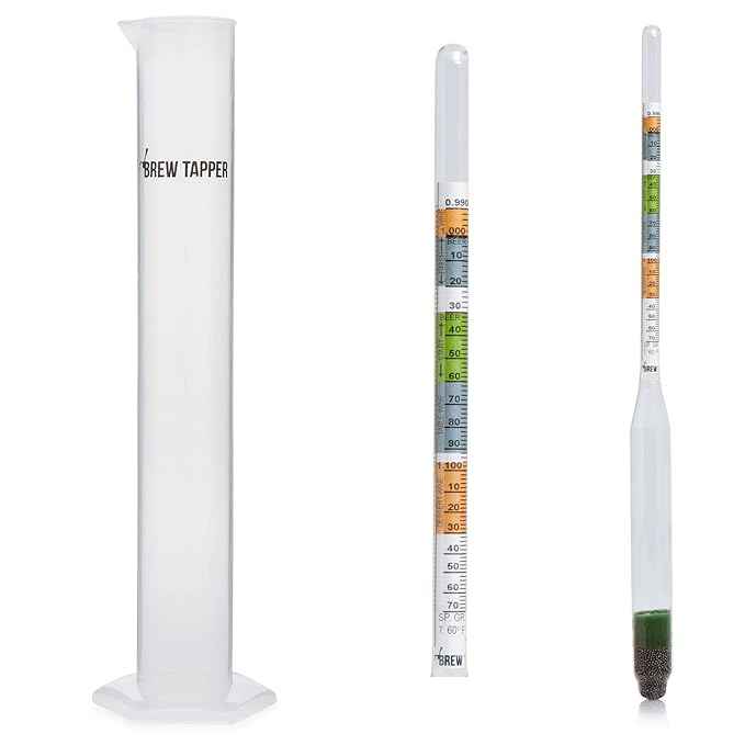 Triple Scale Hydrometer with Plastic Test Jar Combo for Beer, Wine, Mead & Kombucha
