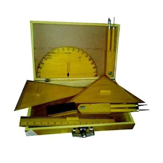 Geometrical Instrument Box Complete Geometry Set with Compass, Ruler, Protractor, and Triangles, Precision Drawing Tools for School