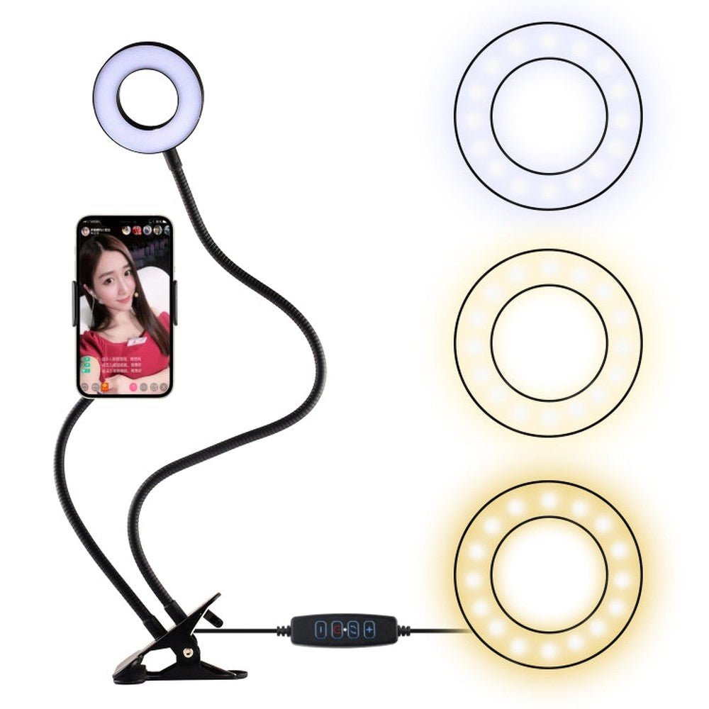 3.5 inch Adjustable Live Broadcast Aluminum Alloy Clip LED Fill Light with Phone Clamp - laboratorydeal