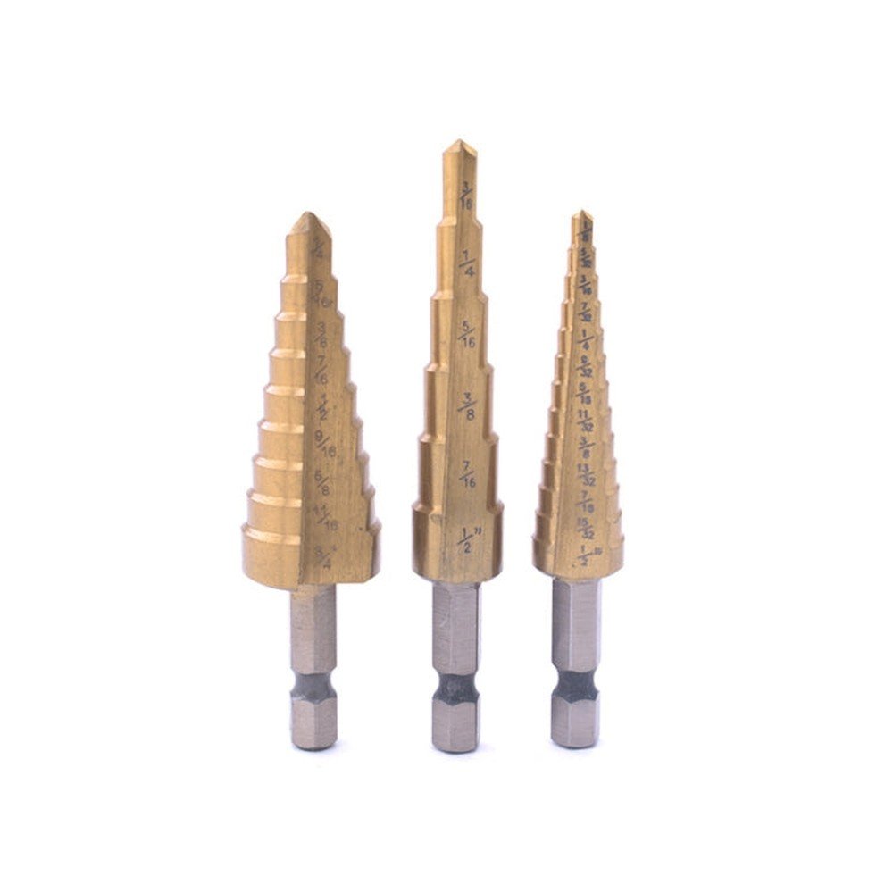 3 In 1 Hexagonal Shank Step Drill High Speed Steel Rear Hole Opening Tool, 3 In 1 / Set Hexagonal Shank Step Drill - laboratorydeal