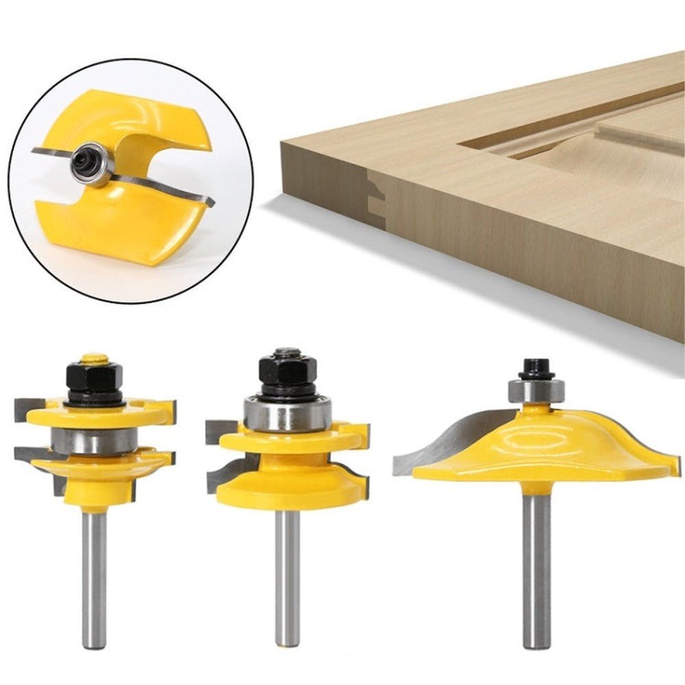 3 PCS/Set 1/4 Handle Household Mortise Joint Cutter Woodworking Engraving Milling Cutter, 3 PCS/Set 1/4 Handle - laboratorydeal