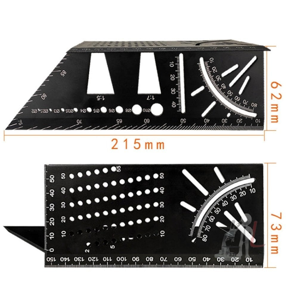 3D Woodworking Stop Gauge Aluminum Alloy Multi-function Angle Ruler, 3D Angle Ruler