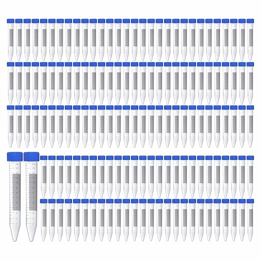 Polypropylene Conical Centrifuge Tubes 15ml Size - 120mmX15mm,with Screw Caps of 150pcs for Lab Laboratories chemistry