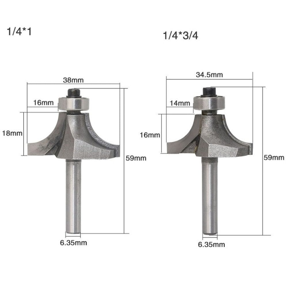 4 PCS/Set Round Corner Woodworking Cutter Trimming Machine Alloy Cutter Head, 4 PCS/Set Alloy Cutter Head - laboratorydeal