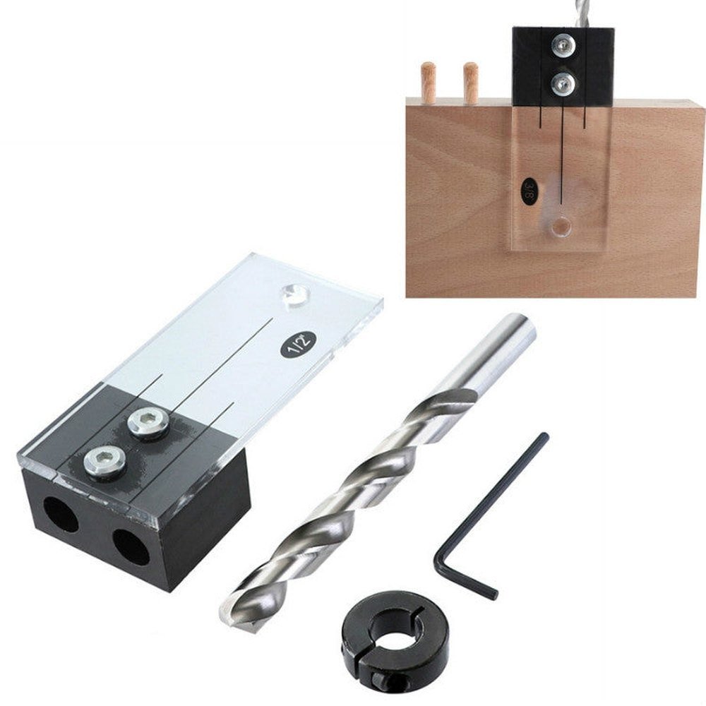 4 PCS / Set Woodworking Hole Locator Woodworking Special Hole Set Fixture Small Vertical Drilling Hole Positioning Tool, A 1/2 inch, B 3/8 inch, C 1/4 inch - laboratorydeal