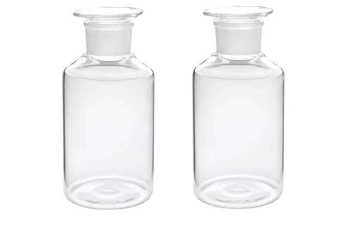 Wide Mouth Reagent Bottle 125 ML with Stopper for Laboratory Pack of 2