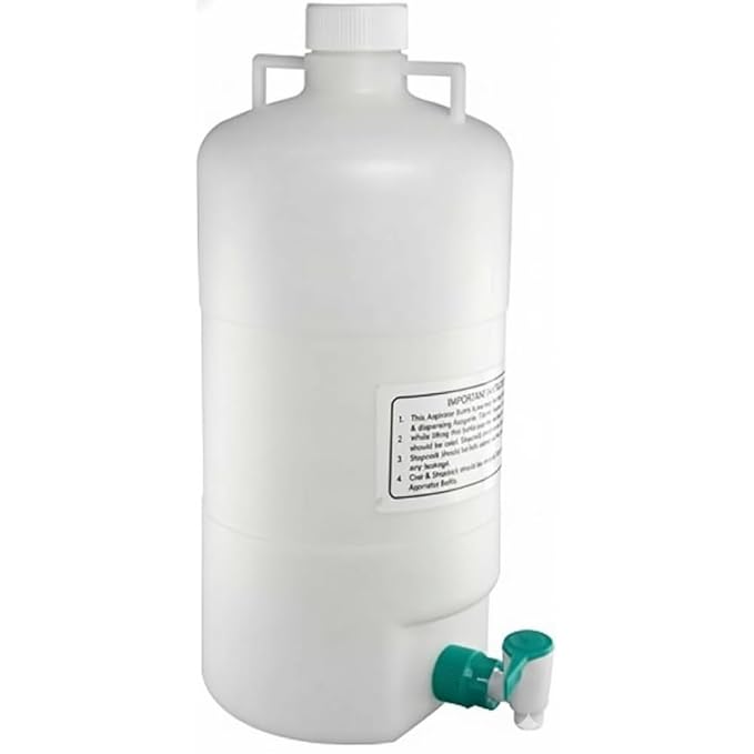 5 Litre Aspirator Bottle White Polypropylene Laboratory Bottle for Vacuum Filtration Chemical Resistant, Leak-Proof Large Capacity Container for Lab, Research, and Industrial Use