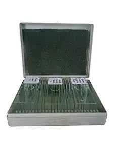 25 Zoology Prepared Microscope Slides Lab Specimens with Box