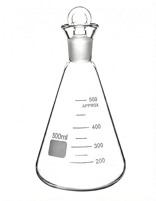 Iodine Flask & Stopper, Heavy Duty Borosilicate Glass Flask Interchangeable Stopper Narrow Mouth Flask, Conical Shape