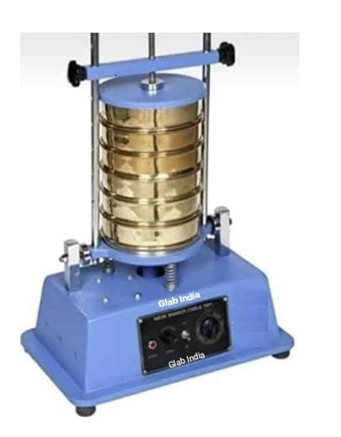 India Table Top Sieve Shaker for Pharma Industries – Includes 6 Brass Sieves & 1 Collection Pan | Laboratory Testing Instrument