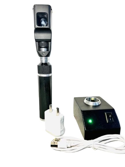 Streak Retinoscope with Warm White LED Bulb | Desktop Charging Base, USB Cable & Adapter Included | Ophthalmic Diagnostic Instrument for Eye Examination
