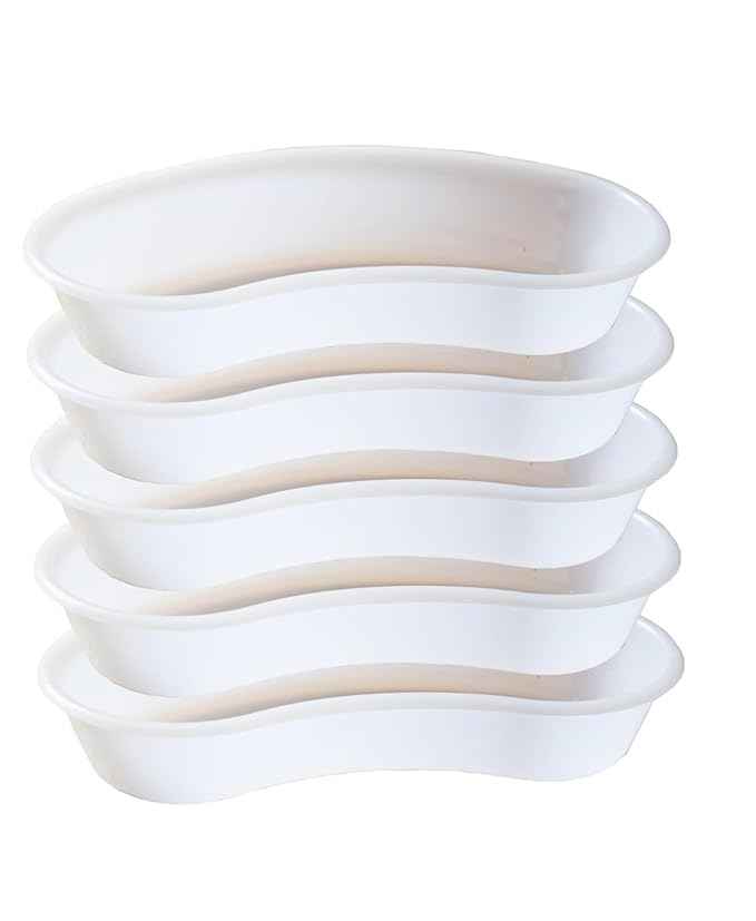 Plastic Kidney Tray 8inch x 200mm Inches, Reusable and Autoclavable Tray, Making Them Ideal for Hospitals, Labs, and Surgical Centers, Kidney Tray, Pack of 5