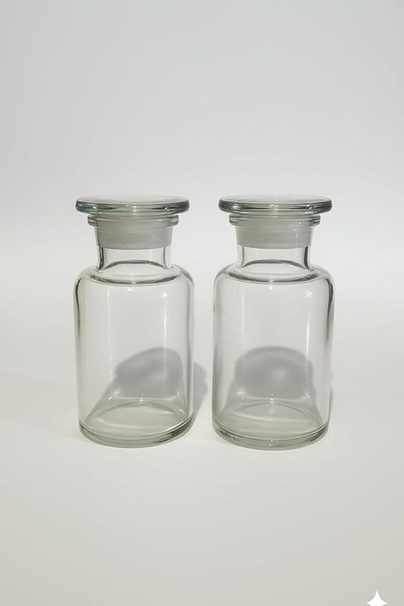Wide Mouth Reagent Bottle 125 ML with Stopper for laboratory Pack of 2