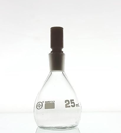 Borosilicate Glass Specific Gravity Bottle (Density Bottle) – 25ml with Glass Stopper – Ideal for Accurate Density Measurements in Labs