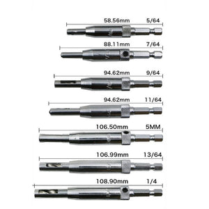 7 PCS/Set Doors Self Centering Hinge Tapper Core Drill Bit Set Hole Puncher Woodworking Tools(5/64,7/64,9/64,11/64,13/64,1/4 inch,5mm), 7 PCS/Set