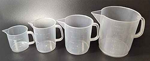 polylab Made Plastic Measuring Jug/Jar/Cup 250ml 500ml 1000ml 2000ml Euro Design (Pack of 4)