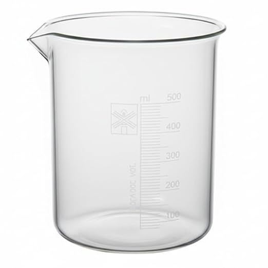 Beaker Euro Design 500 ml Polypropylene Laboratory Beaker – Pack of 12 Chemical Resistant Autoclavable Measuring Beakers for Lab Use, Schools