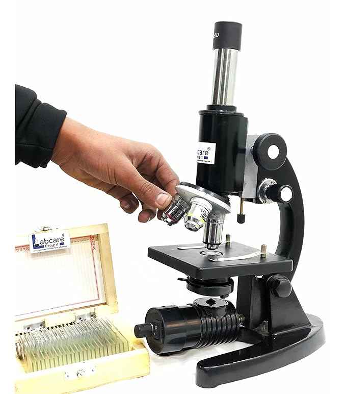 Compound Student Microscope with Light | 40X–1000X Magnification | Includes 50 Blank Slides & 25 Prepared Slides | Ideal for School, Lab, and Beginner Biology Use