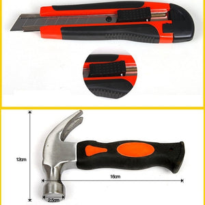 9 in 1 Tool Set General Household Hand Tool Kit with Toolbox Storage Case, 9 in 1