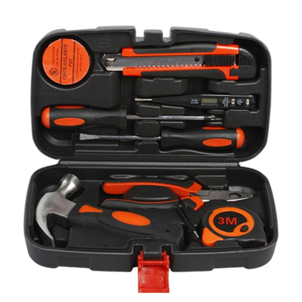 9 in 1 Tool Set General Household Hand Tool Kit with Toolbox Storage Case, 9 in 1
